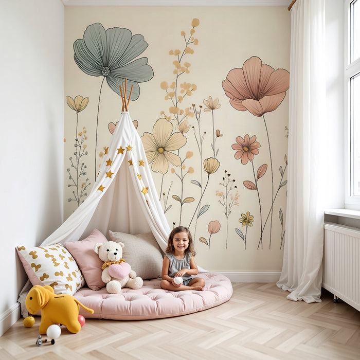 Papier peint kvetinový | Jemný a pastelový dizajn