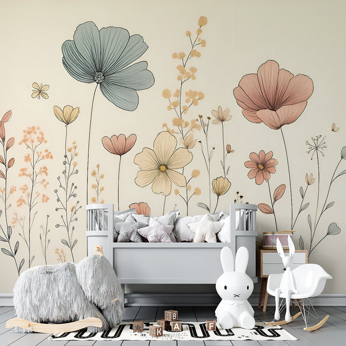 Papier peint kvetinový | Jemný a pastelový dizajn