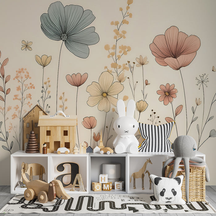 Papier peint kvetinový | Jemný a pastelový dizajn