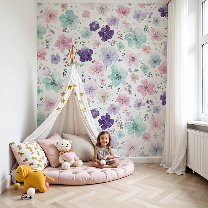 Tapet floral acuarelă | Modele florale pastel