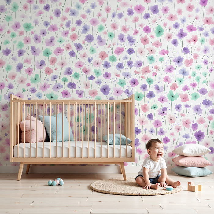 Papel pintado floral | Motivos delicados en tonos pastel