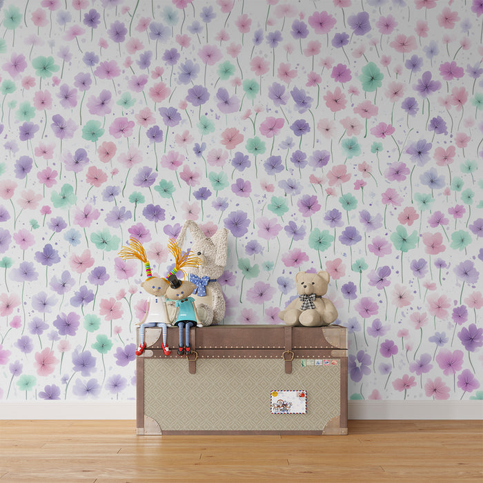 Papel pintado floral | Motivos delicados en tonos pastel