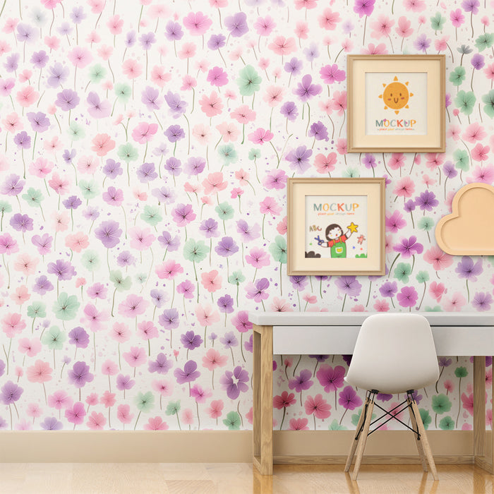 Papel pintado floral | Motivos delicados en tonos pastel