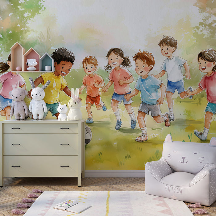 Papel de parede criança | Jogo de futebol ao ar livre
