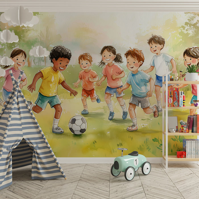 Papel de parede criança | Jogo de futebol ao ar livre