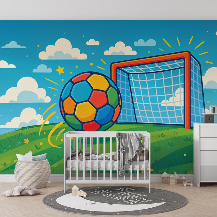 Papier peint football | Design coloré et ludique
