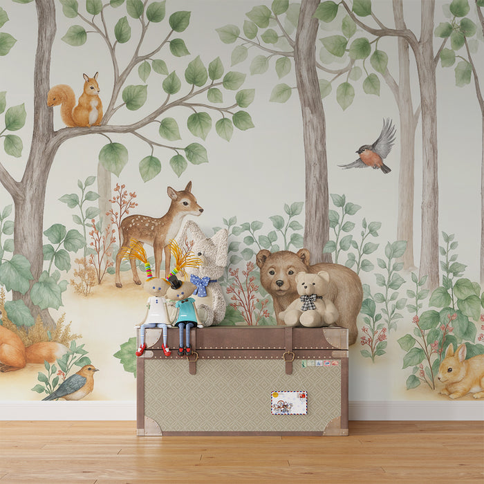 Papier dekor za očarljiv gozd | Srčkani živali in listje