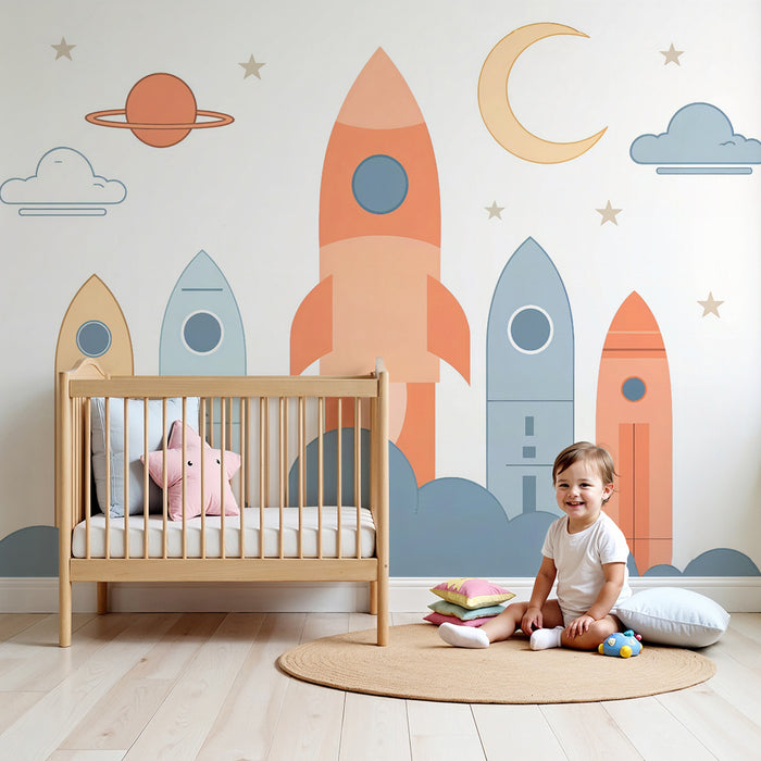 Papier peint fusée | Design Espace pour Enfants