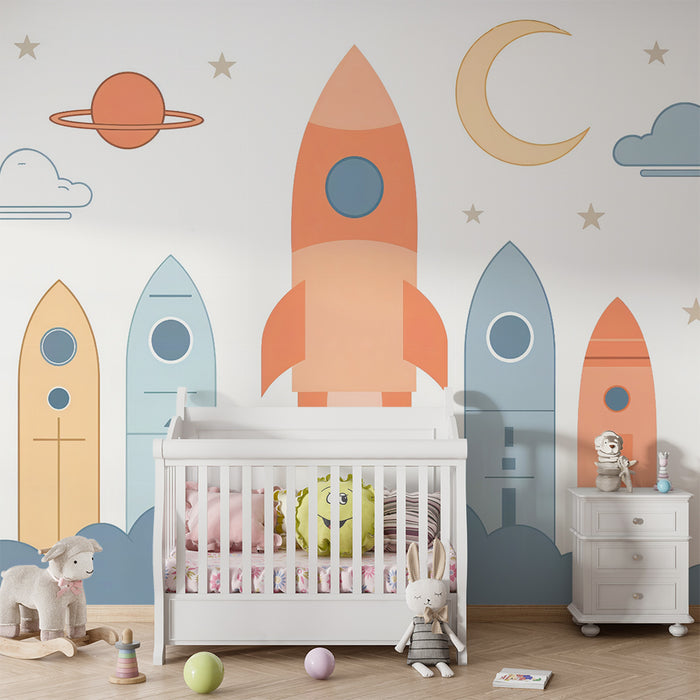 Papier peint fusée | Design Espace pour Enfants