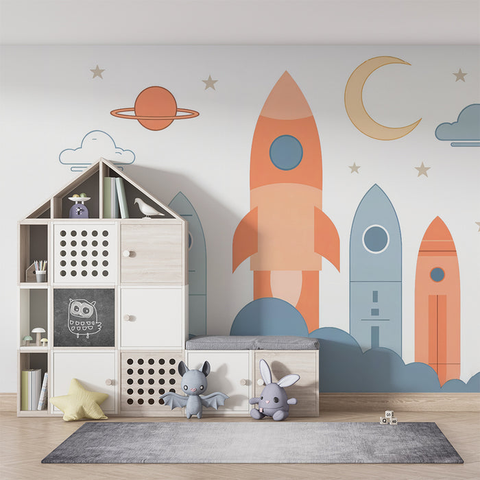 Papier peint fusée | Design Espace pour Enfants
