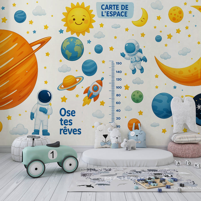 Papier peint chambre enfant | Aventure spatiale colorée