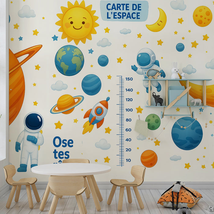 Papier peint chambre enfant | Aventure spatiale colorée