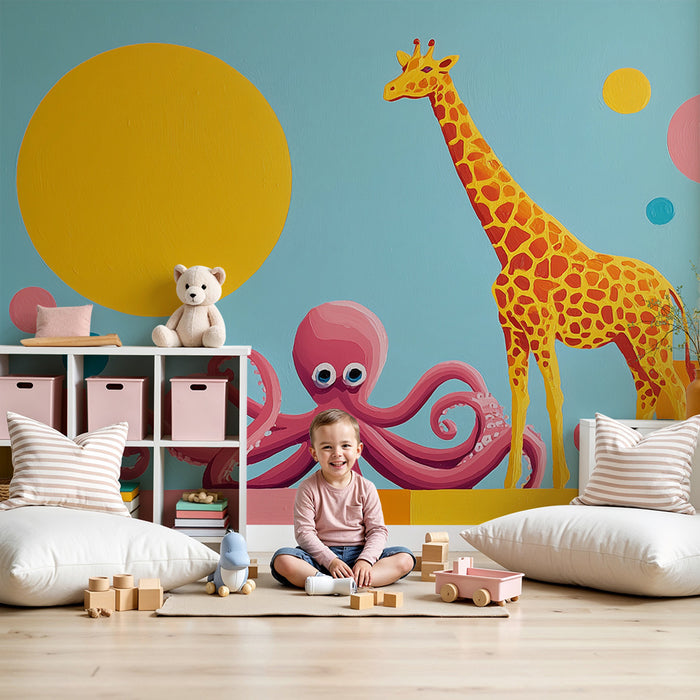 Χαρτί τοίχου παιδικού δωματίου | Σαβάνα και ωκεανός σε χρώματα