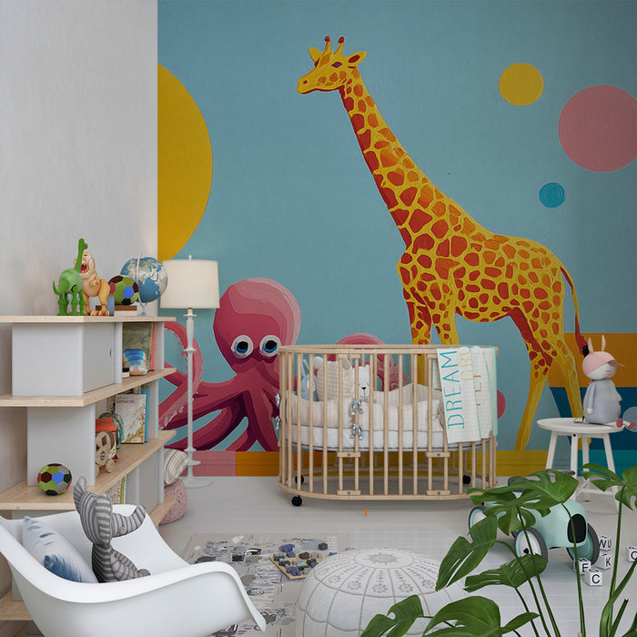 Χαρτί τοίχου παιδικού δωματίου | Σαβάνα και ωκεανός σε χρώματα