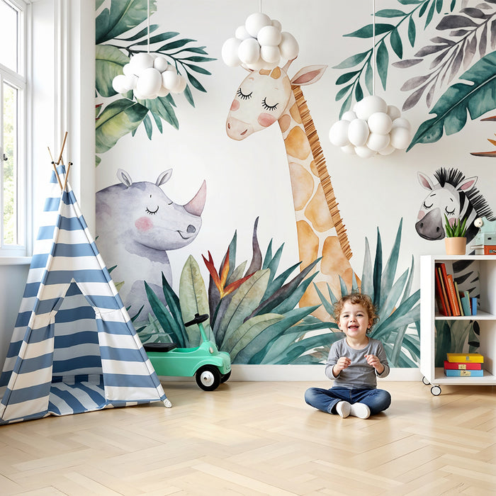 Tapeta džungľa | Tropické zvieratá a listy