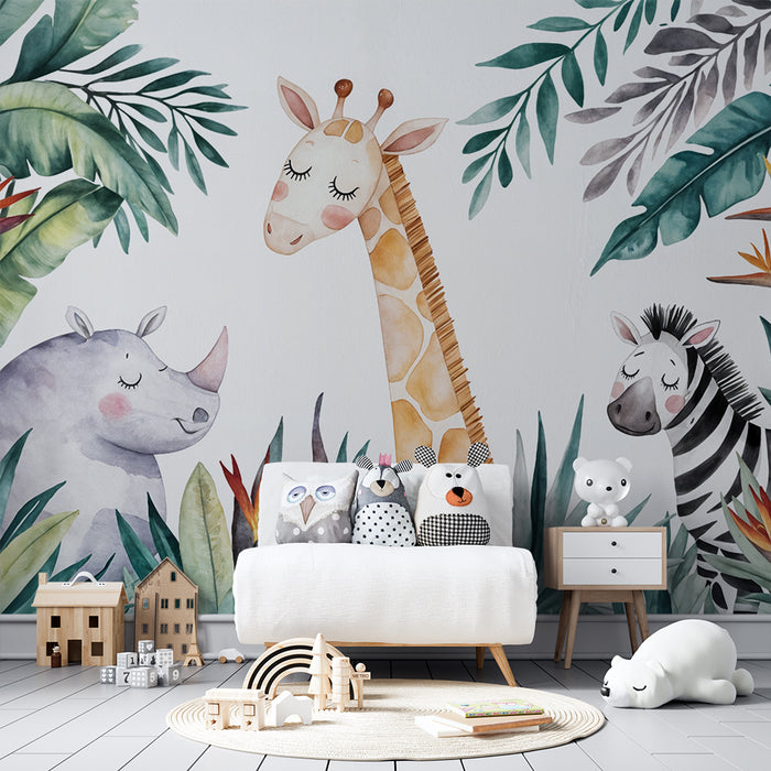 Tapeta džungľa | Tropické zvieratá a listy