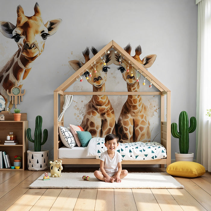 Papier peint girafe | Design artistique ludique