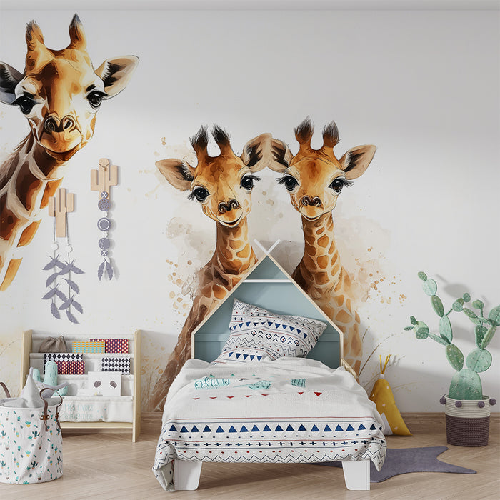 Papier peint girafe | Design artistique ludique