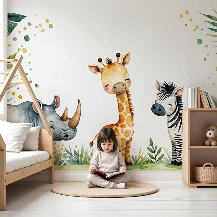 Tapeta so zvieratami džungle | Farebná stenná výzdoba pre deti