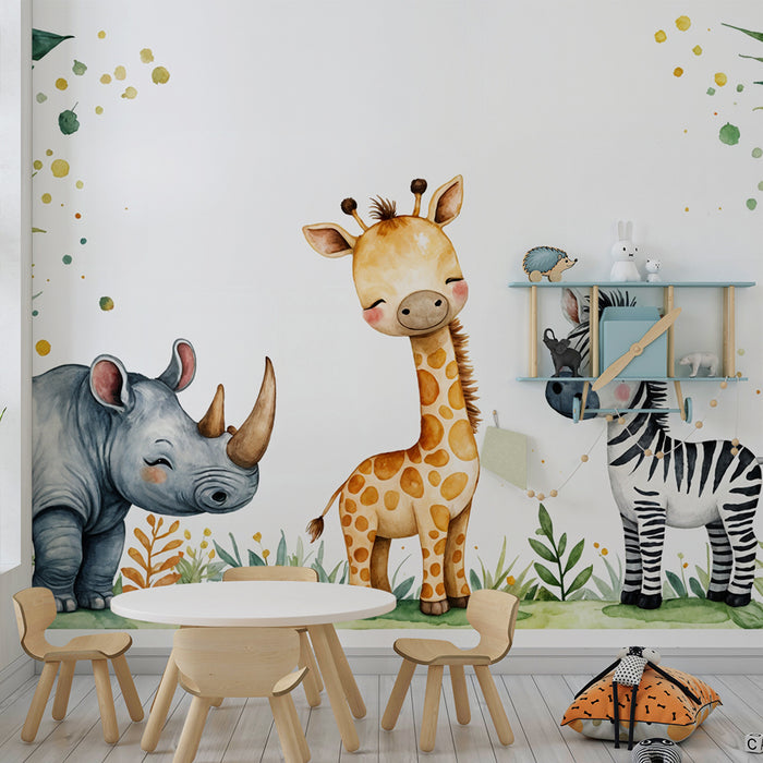 Tapeta so zvieratami džungle | Farebná stenná výzdoba pre deti