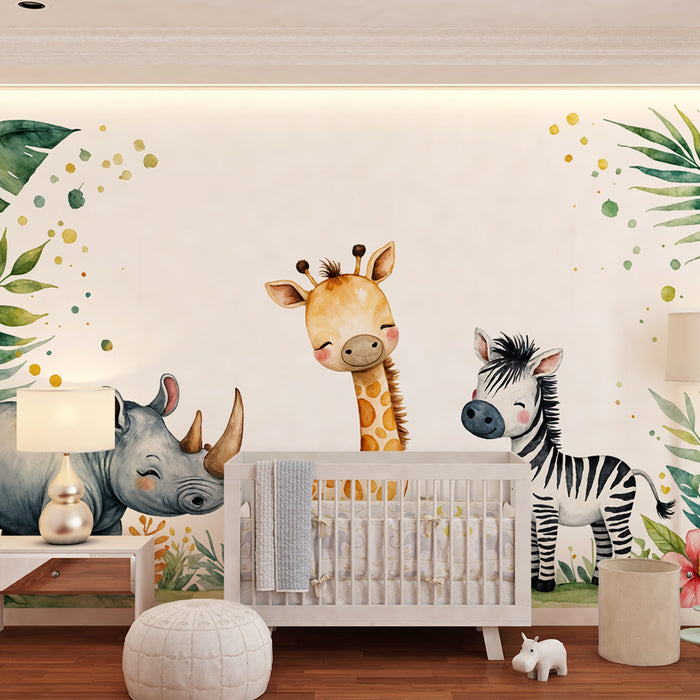 Tapeta so zvieratami džungle | Farebná stenná výzdoba pre deti