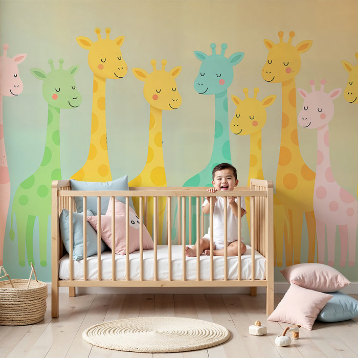 Tapeta s žirafami | Farebný a hravý dizajn pre detskú izbu