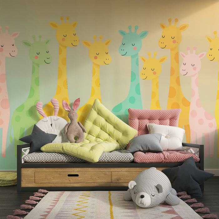 Tapeta s žirafami | Farebný a hravý dizajn pre detskú izbu
