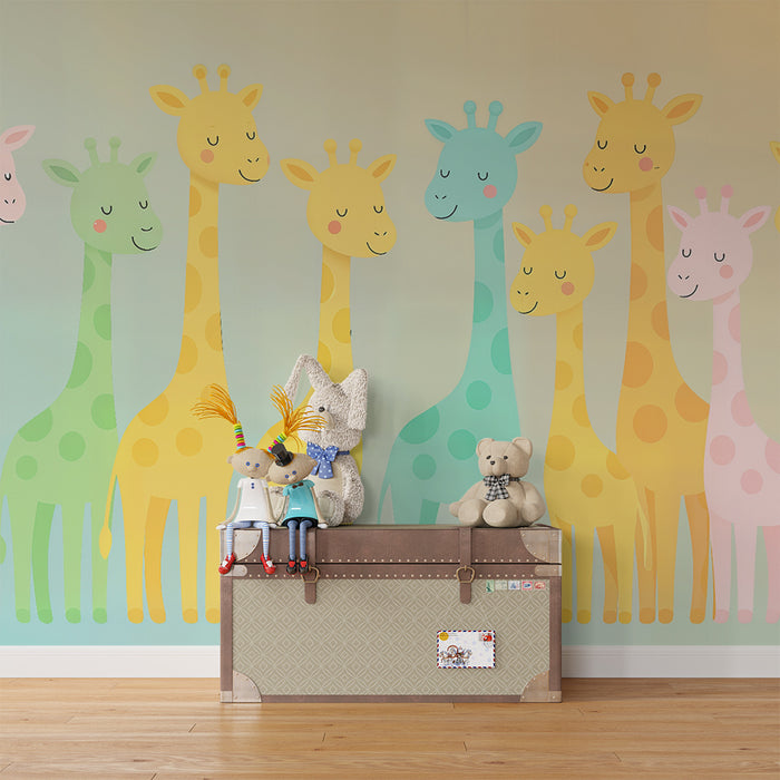 Tapeta s žirafami | Farebný a hravý dizajn pre detskú izbu