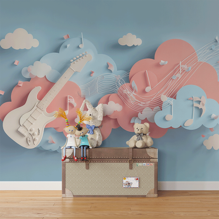 Musik tapet | Guitar og kreative skyer