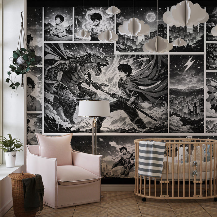 Laste toa seinaplang | Must-valged kangelased