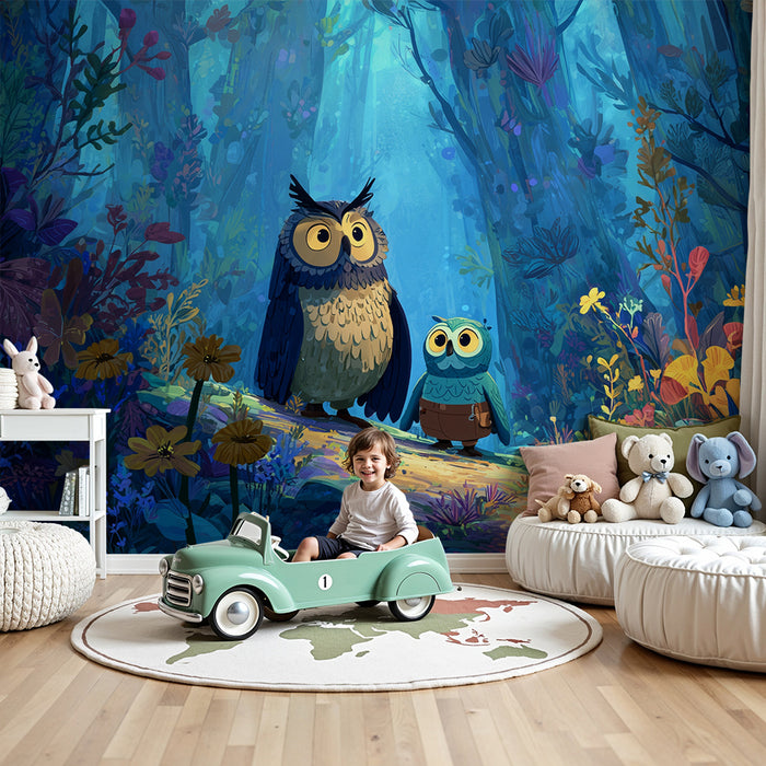 Owls wallpaper | Enchanted forest scene