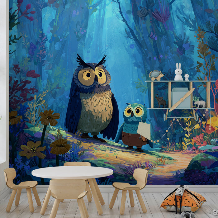 Owls wallpaper | Enchanted forest scene