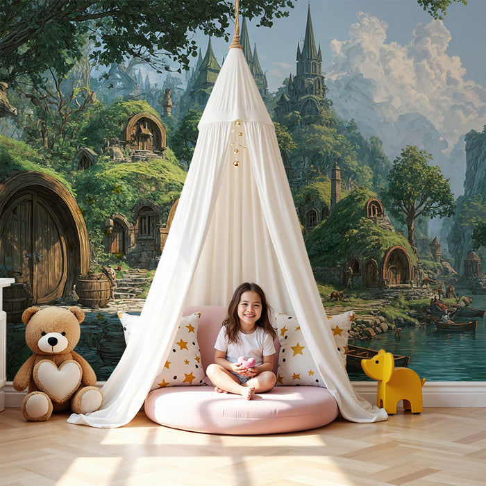 Papel pintado fantasy | Pueblo pintoresco y mágico