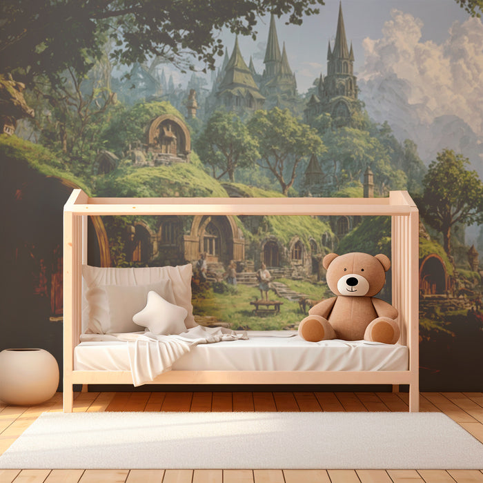 Papel pintado fantasy | Pueblo pintoresco y mágico