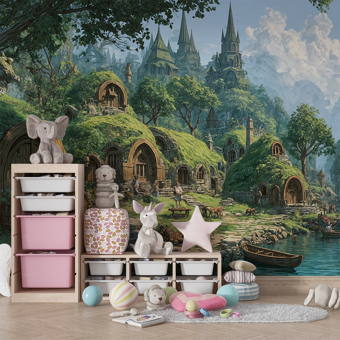 Papel pintado fantasy | Pueblo pintoresco y mágico