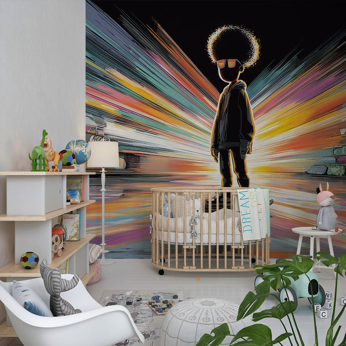 Papel pintado infantil | Skate urbano y neones brillantes