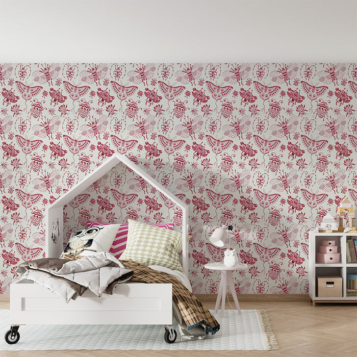 Lastenhuoneen tapetti | Taiteelliset hyönteismotiivit