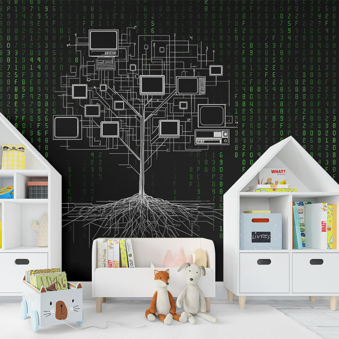 Papel de parede criança | Árvore tecnológica e código binário