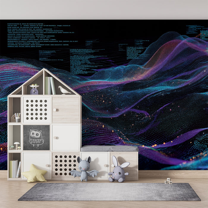Papier peint chambre enfant | Vagues numériques multicolores