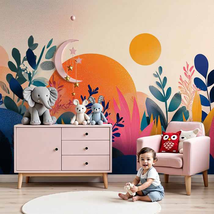 Børneværelse tapet | Farverig abstrakt landskab