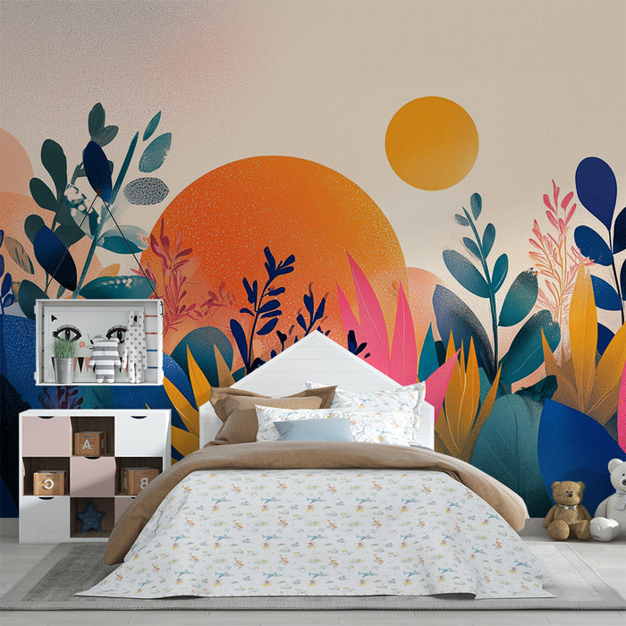 Børneværelse tapet | Farverig abstrakt landskab
