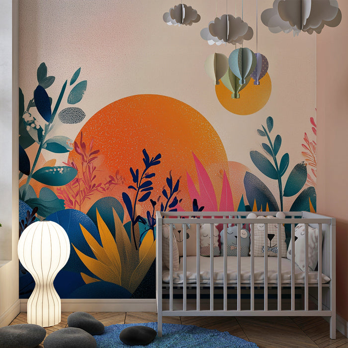 Børneværelse tapet | Farverig abstrakt landskab