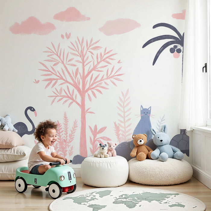 Barntapet | Exotiska djur och mjuka palmer