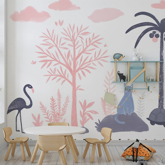Barntapet | Exotiska djur och mjuka palmer