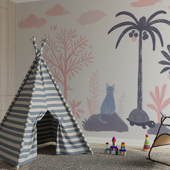 Barntapet | Exotiska djur och mjuka palmer
