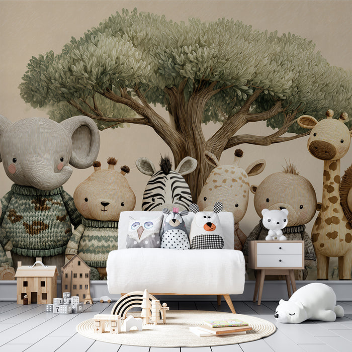 Tapeta s roztomilými zvieratkami | Dekorácia pre detskú izbu