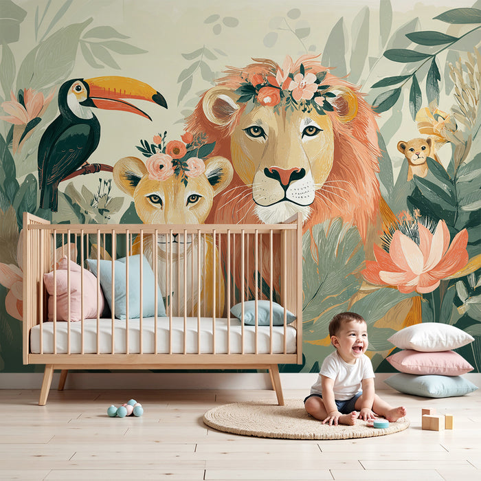 Carta da parati giungla | Animali esotici e floreali