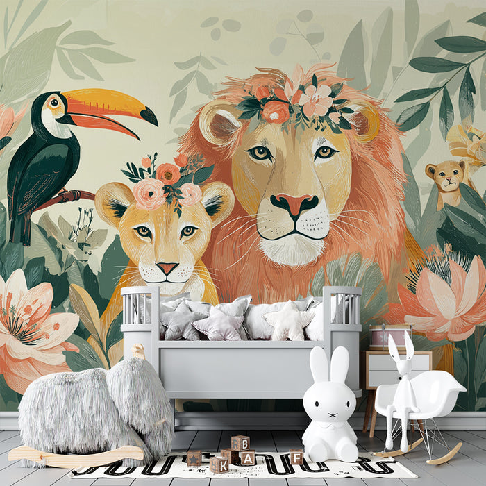 Carta da parati giungla | Animali esotici e floreali