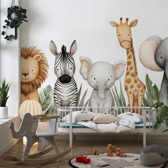 Tapeta so zvieratami savany | Rozkošný dizajn pre detskú izbu