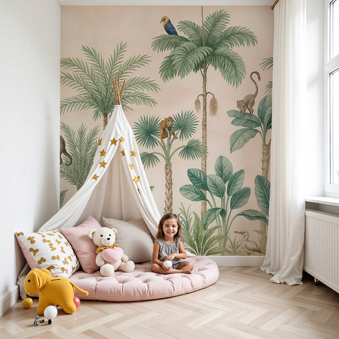 Jungle tapet | Eksotiske dyr og palmer